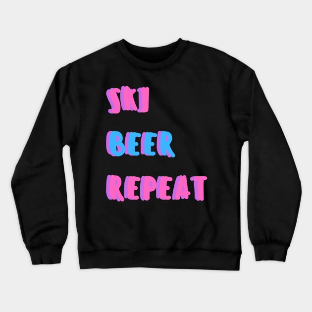 ski beer repeat Crewneck Sweatshirt by luckyboystudio